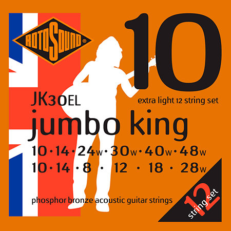 JK30EL Jumbo King Phosphor Bronze 12 Cordes Extra Light 10/48 Rotosound