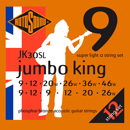 Rotosound JK30SL Jumbo King Phosphor Bronze 12 Cordes Super Light 9/46