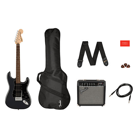 Squier by FENDER Affinity Stratocaster HSS Pack Laurel Charcoal Frost Metallic + Gig Bag + Ampli Frontman 15G