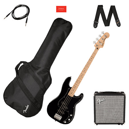 Squier Affinity Precision Bass PJ Pack Maple Black + Gig Bag + Ampli Rumble 15