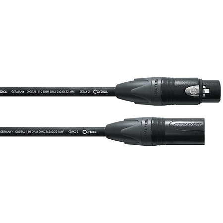 Câble Hybride DMX Pronomic - Alimentation + Signal En 1 Seul Câble (2,5m, Noir, 10A)