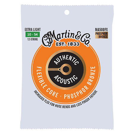 Martin Strings MA500FX Flexible Core Phosphore Bronze Extra Light10/54 12 cordes