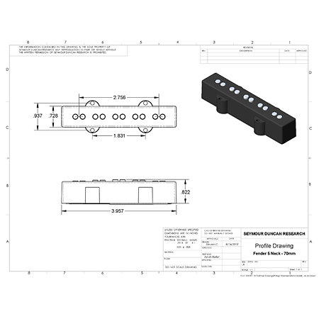 APJB-5S-7074 70/74 Apollo Jazz Bass Set Black 5 Strings Seymour Duncan