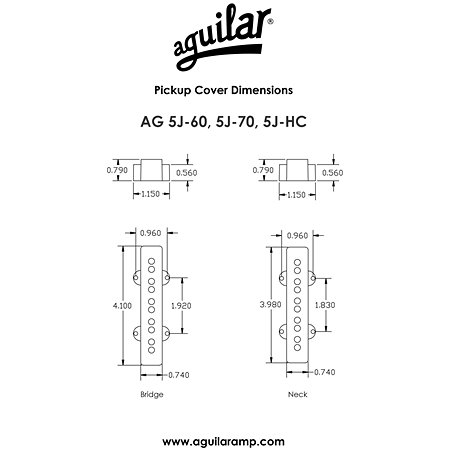 Aguilar AG5J-HC Jazz Bass Hum-Canceling Set Black 5 Strings