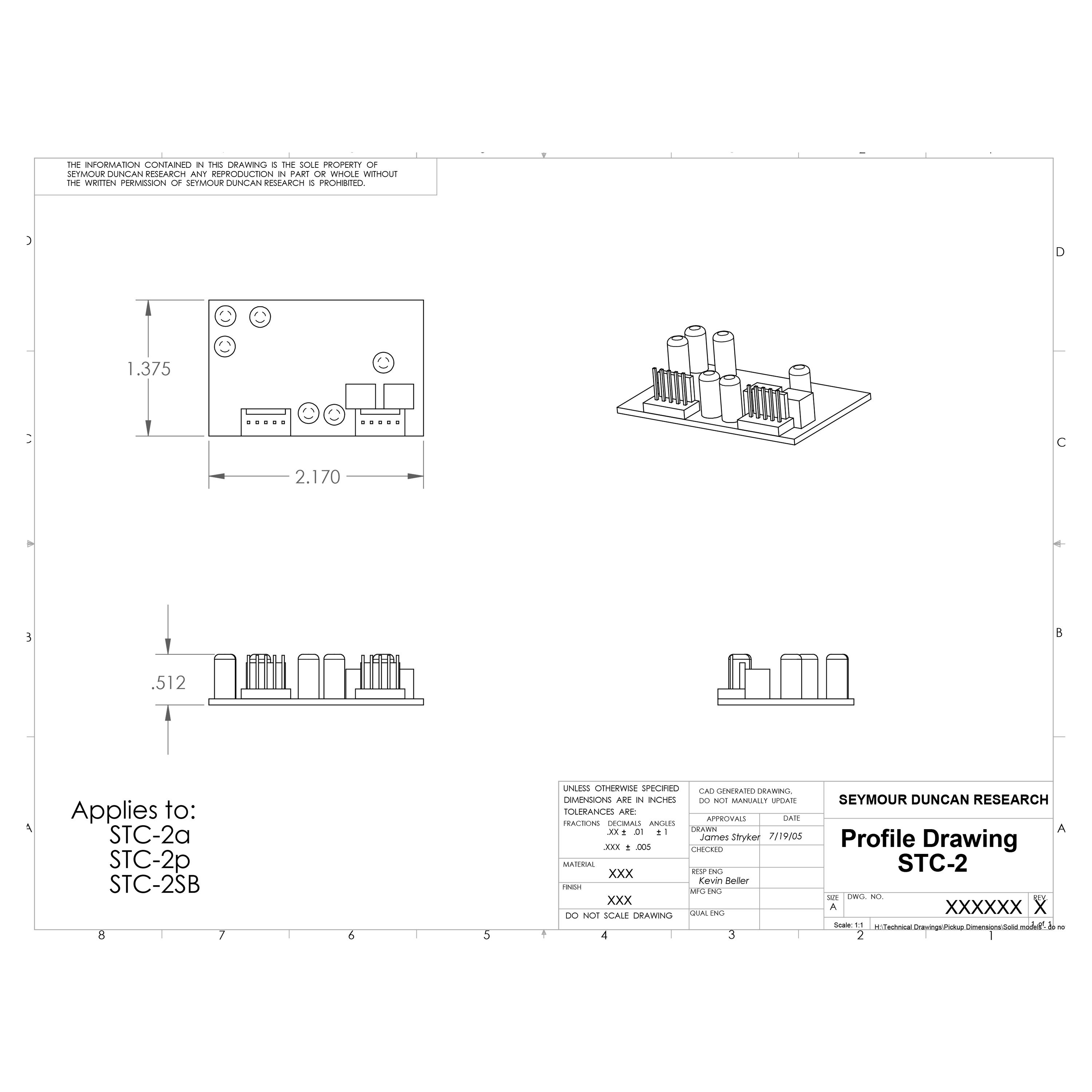 STC2A Active Bass Preamp 2 Band for Active Micro Guitare Seymour Duncan