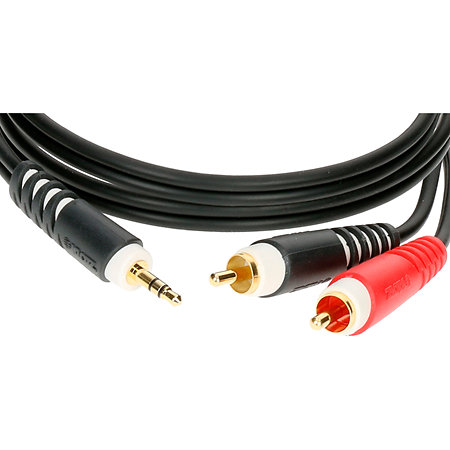 Câble mini-Jack mâle TRS / 2x RCA mâles, 2m : Câbles En Y Klotz 