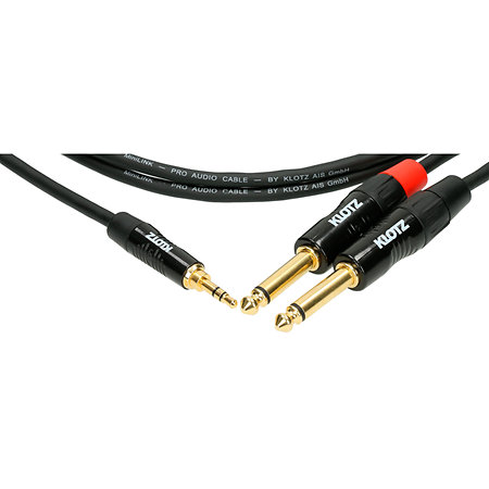 Klotz Câble en Y Mini-Jack 3.5mm mâle symétrique / 2x Jack 6.35mm mâle asymétrique MiniLink Pro noir 6m KLOTZ