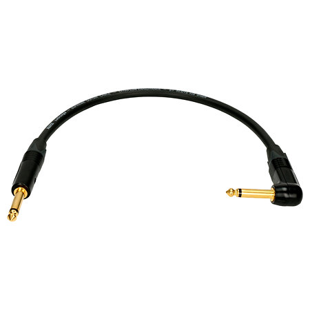 Câble patch pour instrument Jack 6.35mm droit/coudé LaGrange Gold Qualité Supérieure 30cm KLOTZ Klotz
