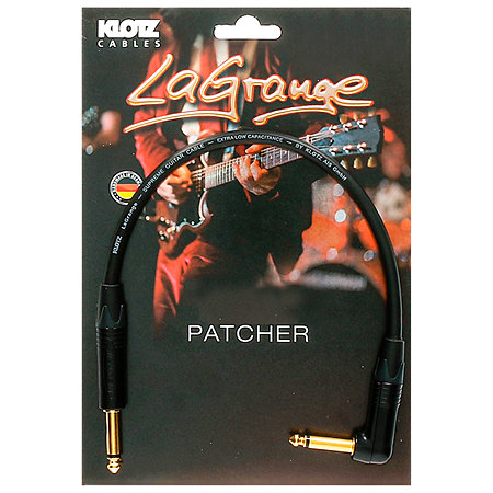 Câble patch pour instrument Jack 6.35mm droit/coudé LaGrange Gold Qualité Supérieure 30cm KLOTZ Klotz