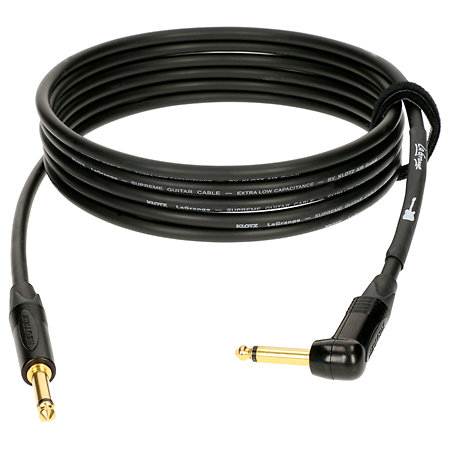 Klotz Câble pour instrument Jack 6.35mm droit/coudé LaGrange Gold Qualité Supérieure 1.5m KLOTZ