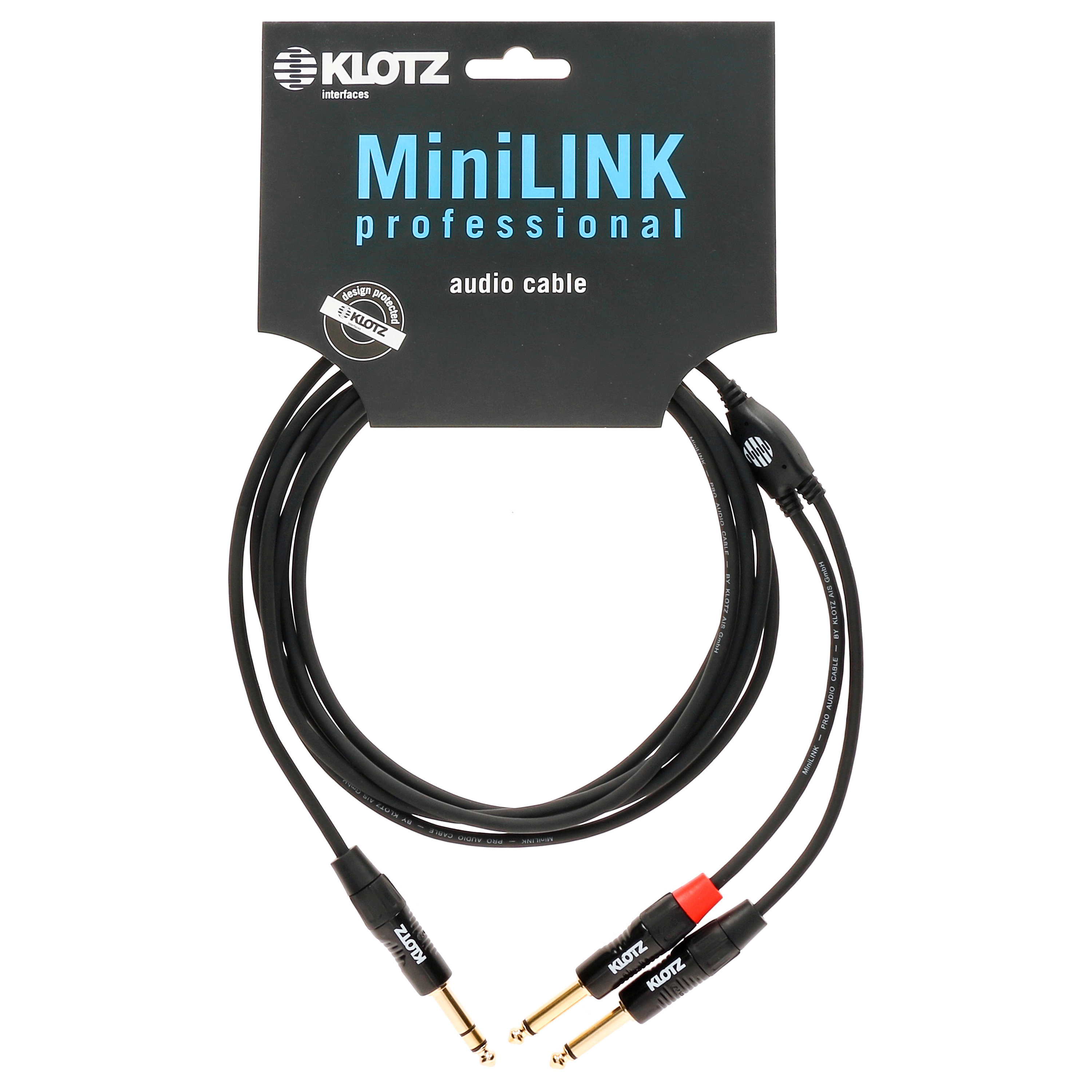 Câble Y Jack mâle TRS / 2x Jacks mâles TS, 1.5m Câbles En Y Klotz