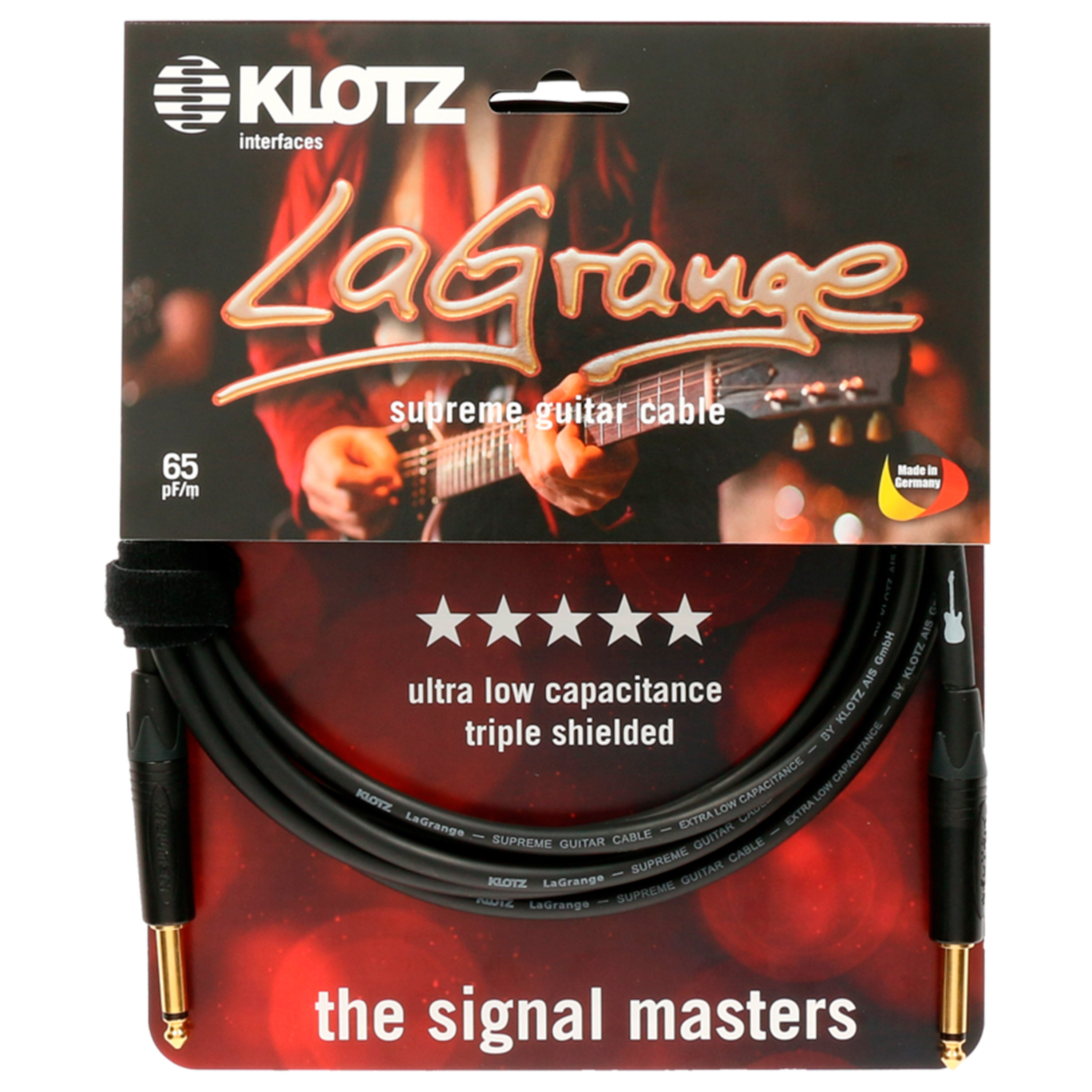 Klotz Câble LaGrange Jack 6.35mm mâle/mâle, 6m Câble Instrument