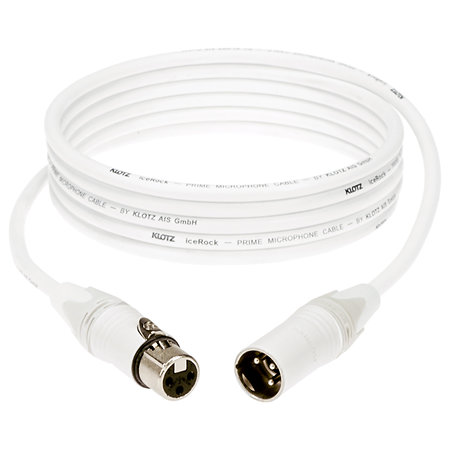 Câble pour microphone professionnel iceRock XLR M/F Neutrik blanc 1m Klotz