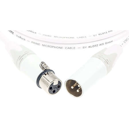 Câble pour microphone professionnel iceRock XLR M/F Neutrik blanc 1m Klotz