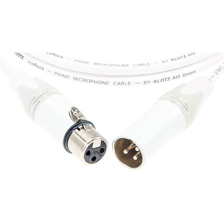 Câble pour microphone professionnel iceRock XLR M/F Neutrik blanc 5m Klotz