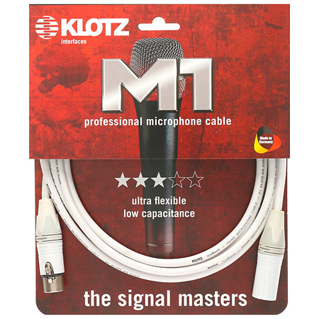 Câble pour microphone professionnel iceRock XLR M/F Neutrik blanc 10m Klotz