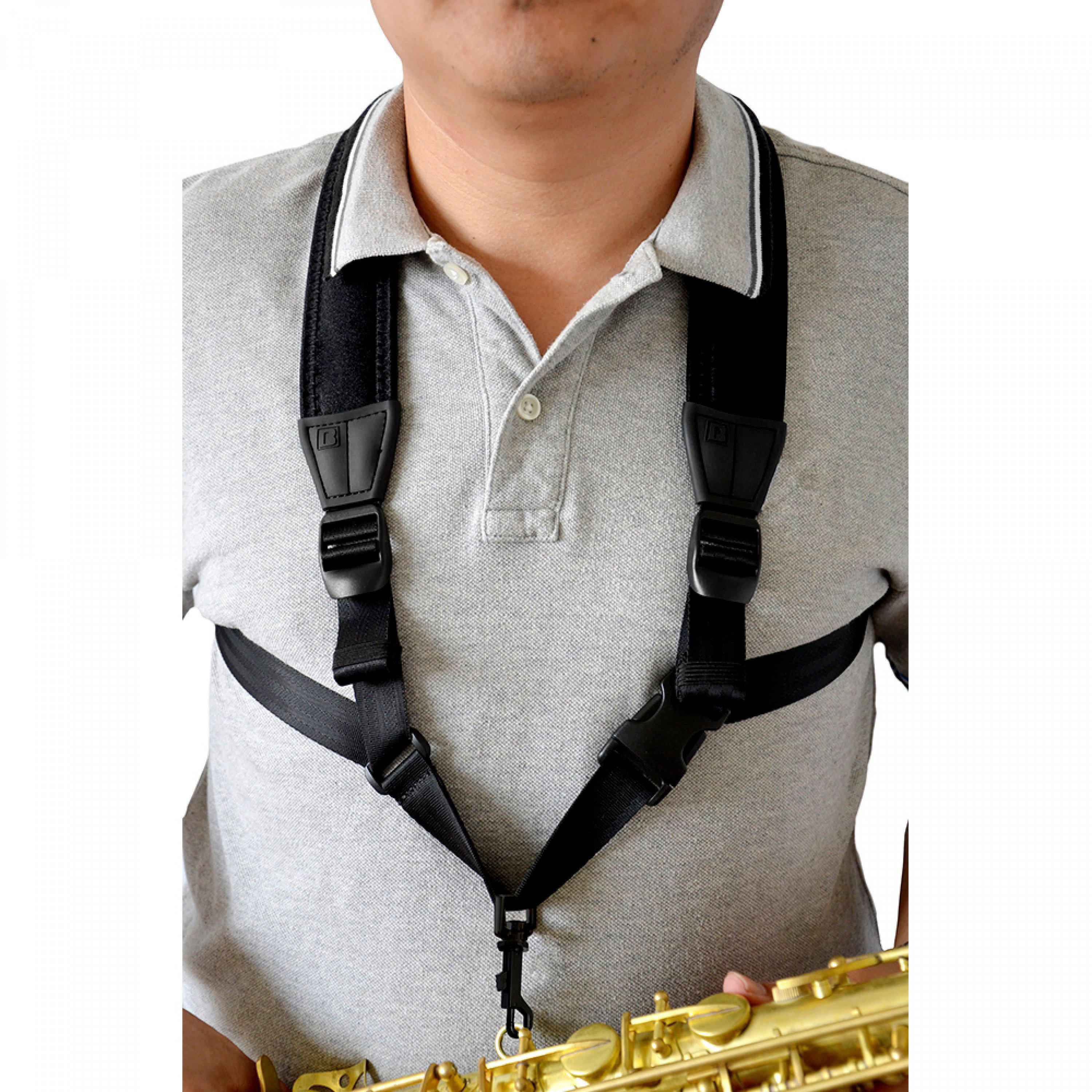 Harnais Saxophone Noir Confortable - Sangle D'Épaule Ajustable Pour Sax Alto, Ténor & Soprano | Crochet Métal, Léger Et Sans Douleur