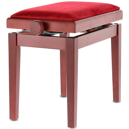Banquette piano Deluxe acajou mat assise bordeaux Gewa