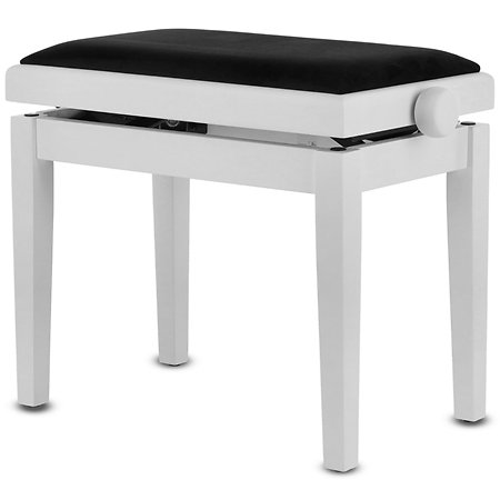 Banquette piano Deluxe blanc mat assise noir Gewa