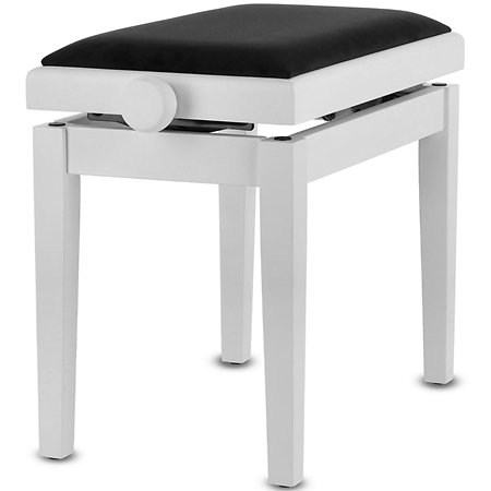 Banquette piano Deluxe blanc mat assise noir Gewa