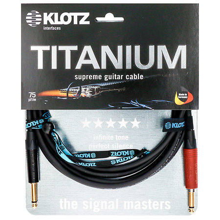 Câble Titanium Jack TS mâle/mâle Neutrik silentPLUG, 6m Klotz