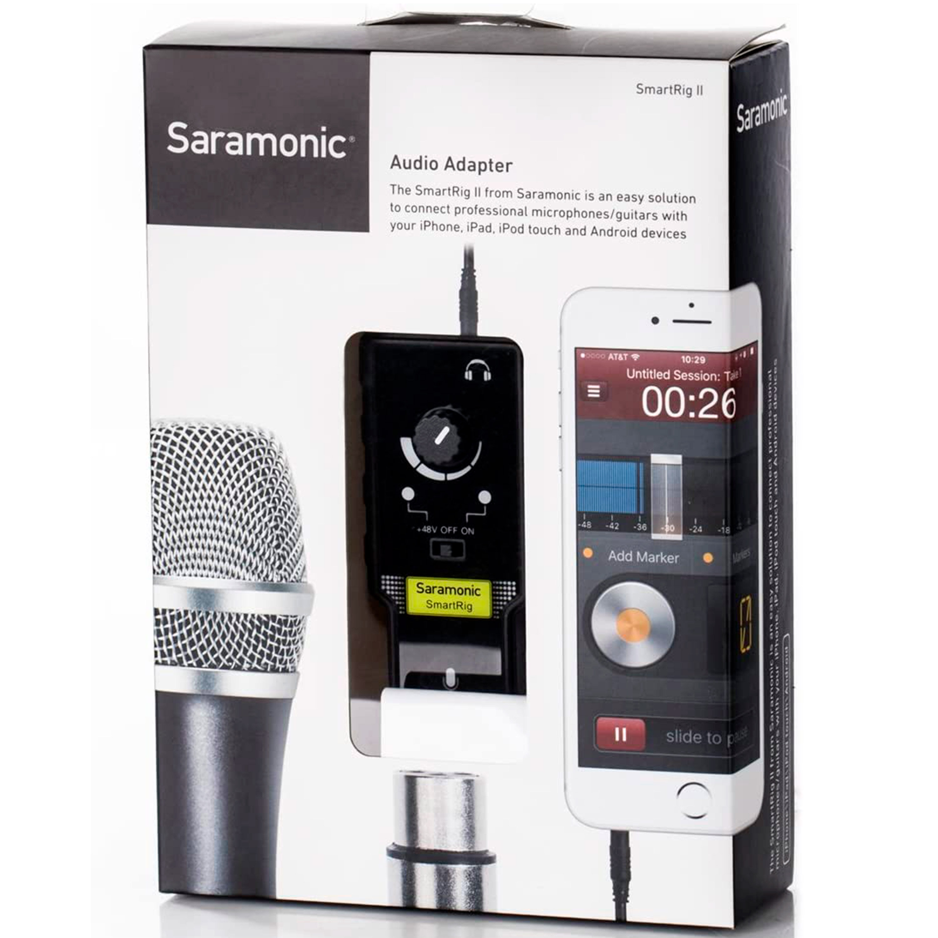 thumbnail image 2 of Saramonic Smartrig II XLR Microphone & Guitar Adapter - Phantom Power Preamp For Smartphones 2 of 5