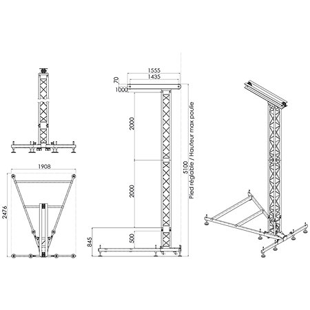 ASD STM 500 Tour de levage 5m 300 kg