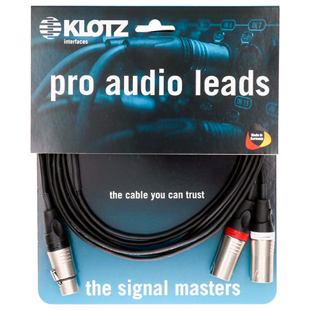 Klotz Câble micro stereo XLR 5p. femelle / 2x XLR mâles, 3m