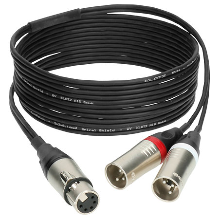 Klotz Câble micro stereo XLR 5p. femelle / 2x XLR mâles, 1.5m