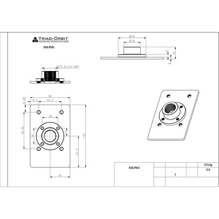 SM-PM1 Speaker Mounting Plate for Pipe Applications Triad-Orbit