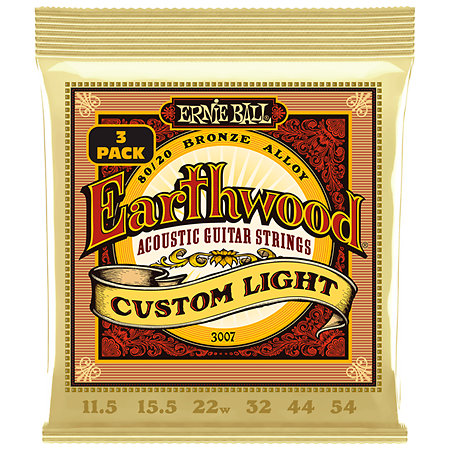 Ernie Ball 3007 - Earthwood Custom Light 11.5-54 Pack 3