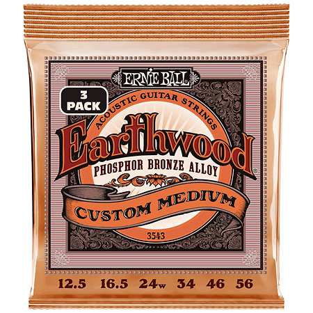 Ernie Ball 3543 - Earthwood Phospor Custom Medium 12.5-56 Pack 3