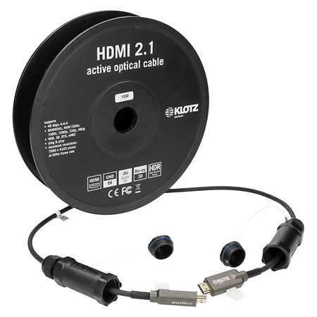 Klotz FOAUHR015 - Câble optique 15m HDMI 2.1 avec capuchons de protection