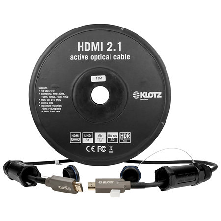 FOAUHR015 - Câble optique 15m HDMI 2.1 avec capuchons de protection Klotz
