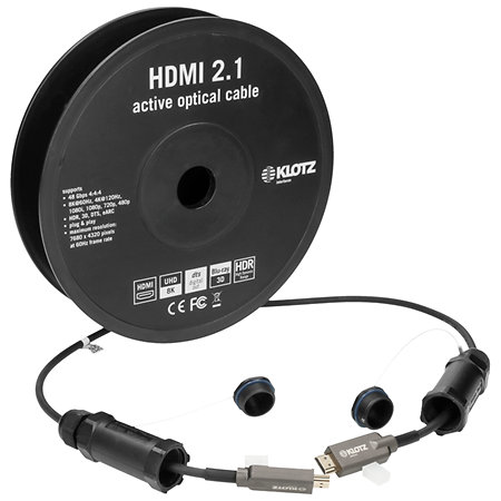 Klotz FOAUHR100 - Câble optique 100m HDMI 2.1 avec capuchons de protection