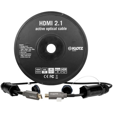Klotz FOAUHR100 - Câble optique 100m HDMI 2.1 avec capuchons de protection