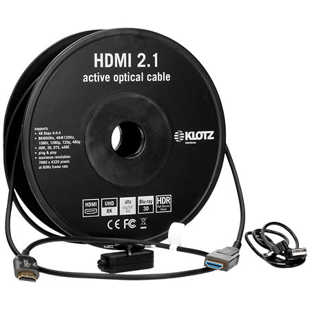 FOAUHD015 - Câble optique HDMI-A vers HDMI-D amovible 15m Klotz