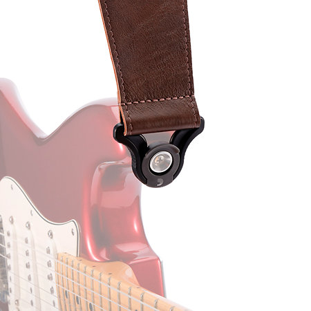 25BAL02 - Sangle en cuir Comfort Auto Lock 2.5 Marron : Sangle Guitare  D'Addario 