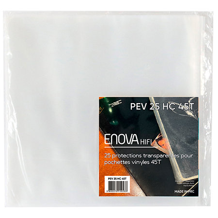 PEV 25 HC 45T Protection Pochette Vinyle High Clear 45T (lot de 25) Enova Hifi