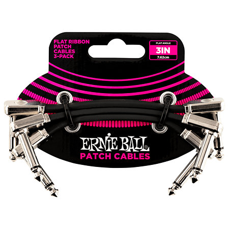 Ernie Ball 6220 Pack de 3 câbles 7,5 cm Noir