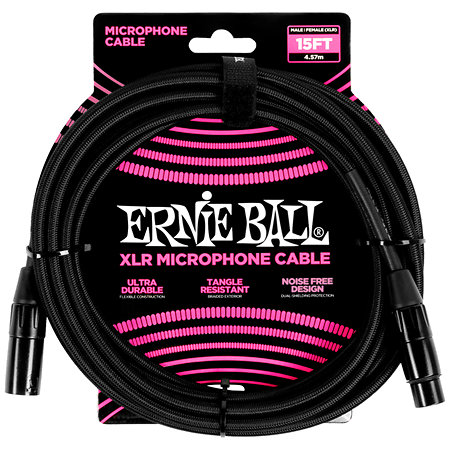 Ernie Ball 6391 Câble XLR Mâle / Femelle Noir 4,5m