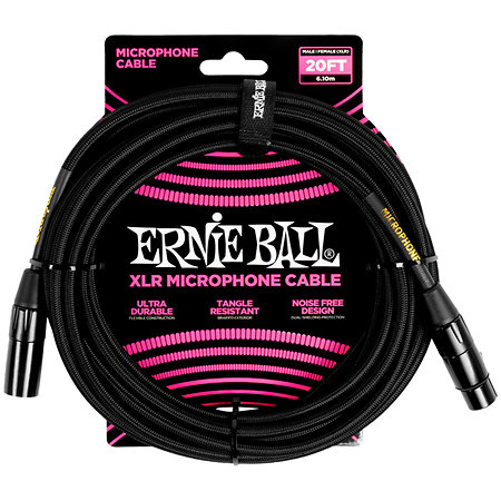 Ernie Ball 6392 Câble XLR Mâle / Femelle Noir 6m