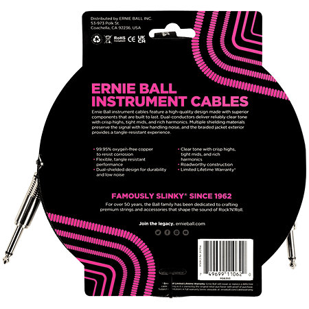 Ernie Ball 6393 Câble XLR Mono Mâle Noir 3m