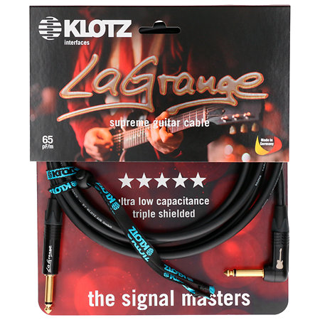 Klotz Cable LaGrange Jack 6.35mm mâle TS droit/coudé, 4.5m