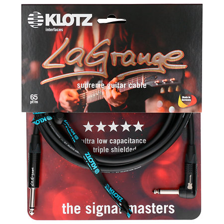 Klotz LA-PR0900 LA-Grange Supreme Guitar Cable Jack Mâle TS Jack Mâle TS coudé 9m