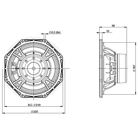 8NDL64 16 Ohm Speaker B&C Speakers