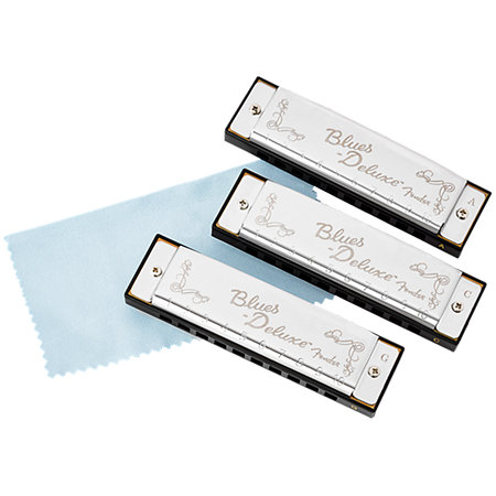 Blues Deluxe Harmonica Lot de 3 + Etui Fender