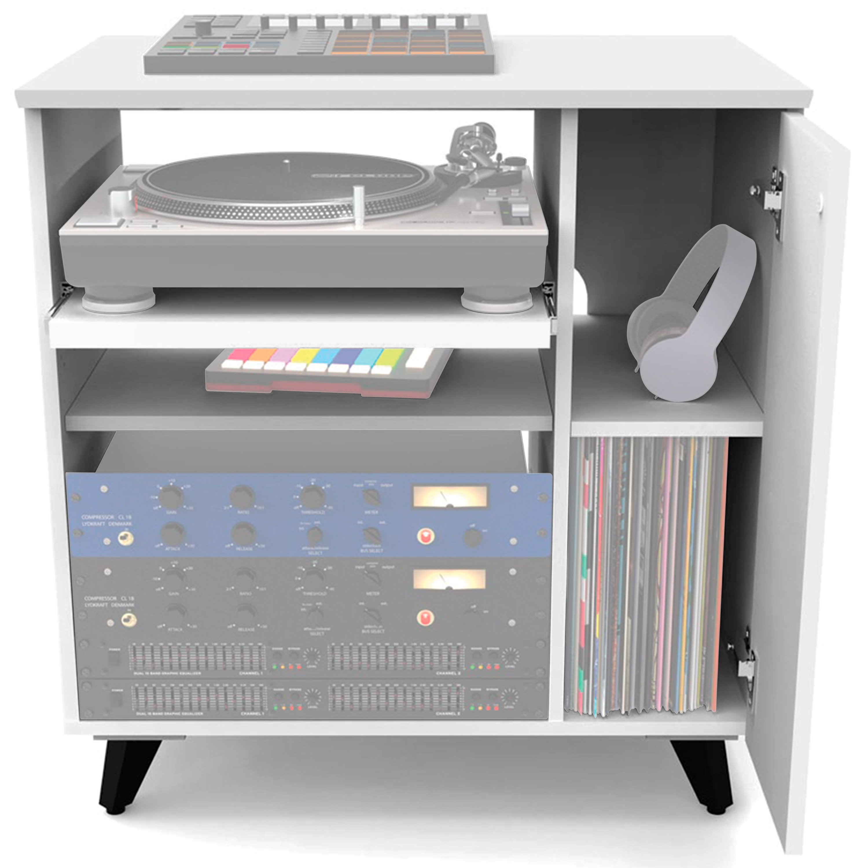 Rack Latéral Modulaire Glorious - Extension Pour Bureau Studio Sound Desk & Workbench - Blanc