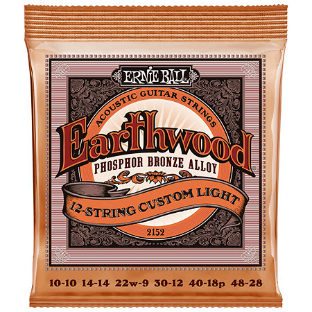 Ernie Ball 2152 Earthwood Phosphore Bronze Custom Light -12 cordes 10-48