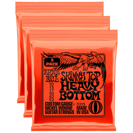 Ernie Ball 3215 Skinny Top Heavy Bottom 10-52 Pack de 3